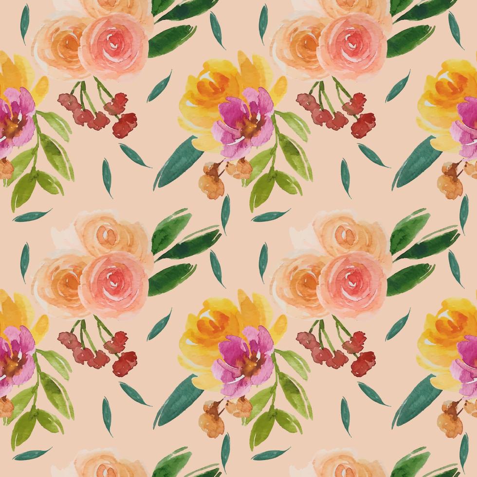 watercolor flower seamless pattern fabric vector