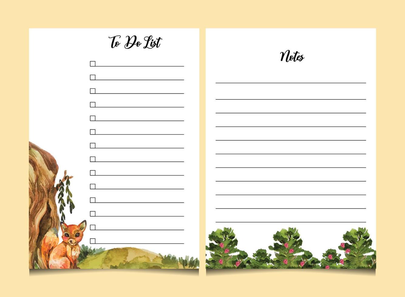 to do list template with watercolor flower vector