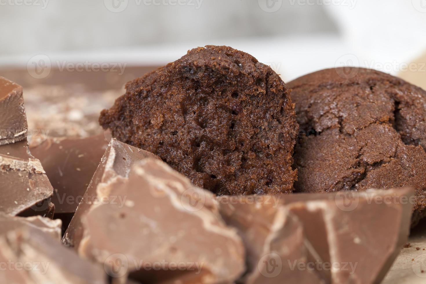 broken chocolate from cocoa photo