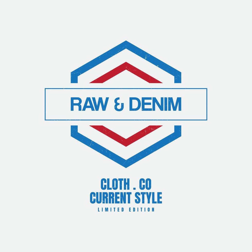 Raw denim t-shirt and apparel design vector
