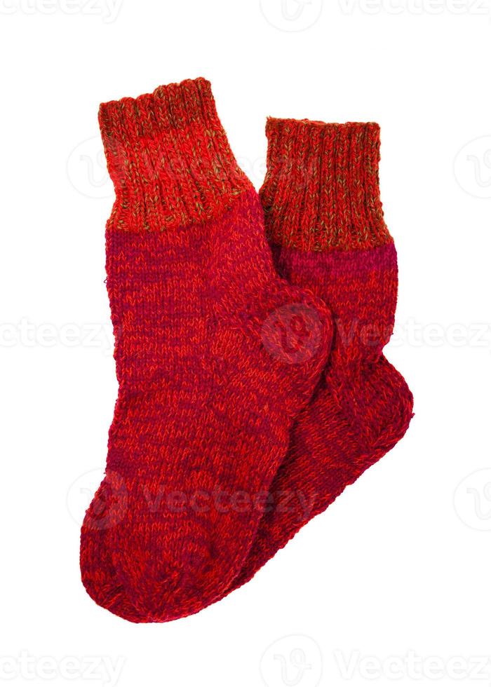 Red wool socks photo