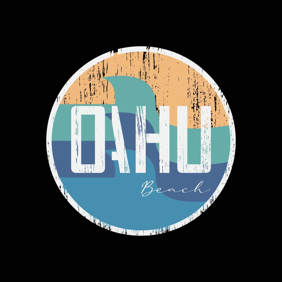 Oahu illustration typography. perfect for t shirt design vector