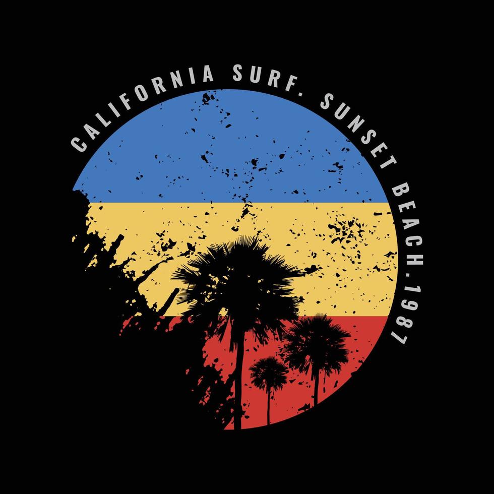 diseño de camisetas y prendas de playa de california vector