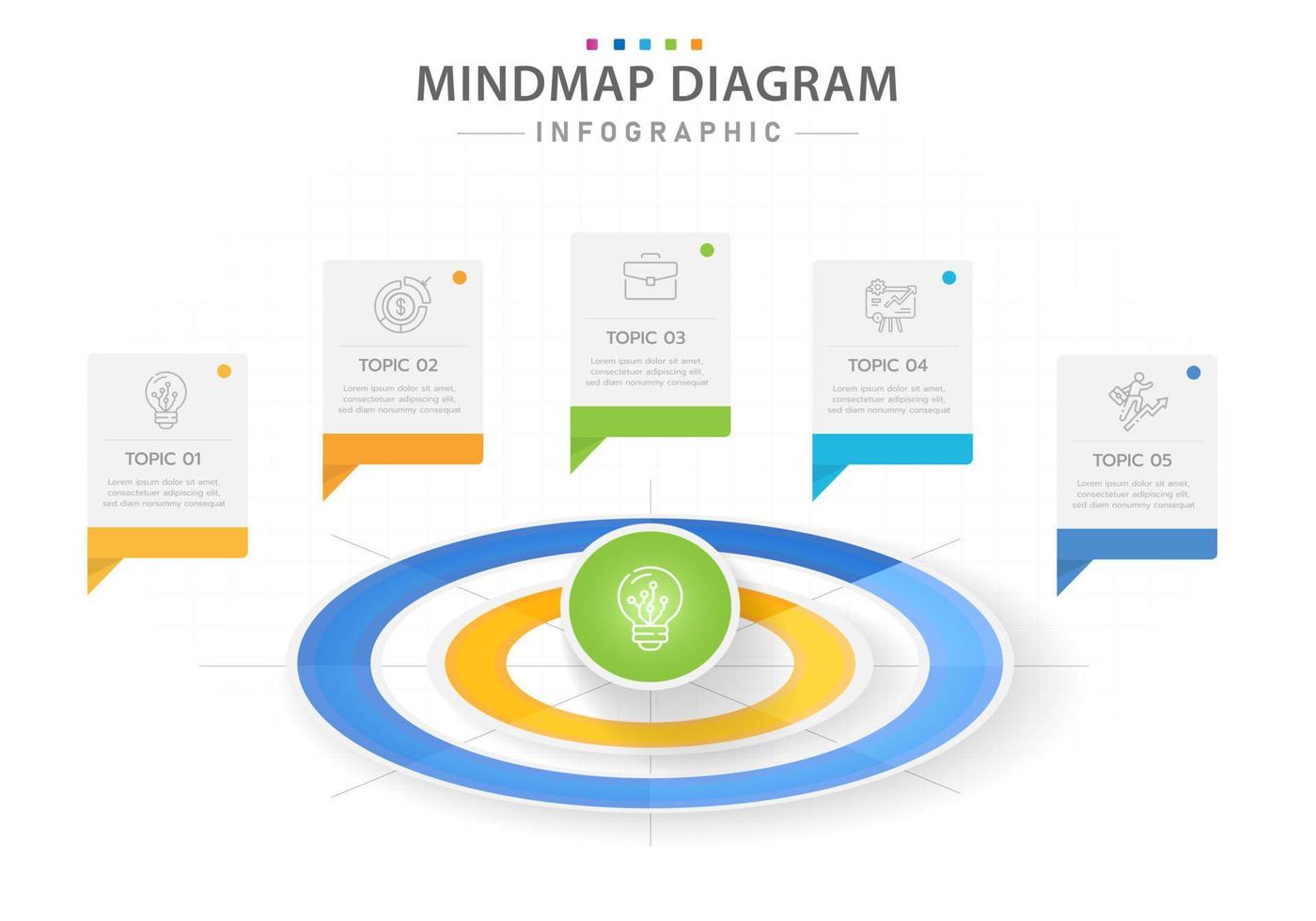 Infographic template for business. 5 Steps Modern Mindmap diagram with title topics, presentation vector infographic.