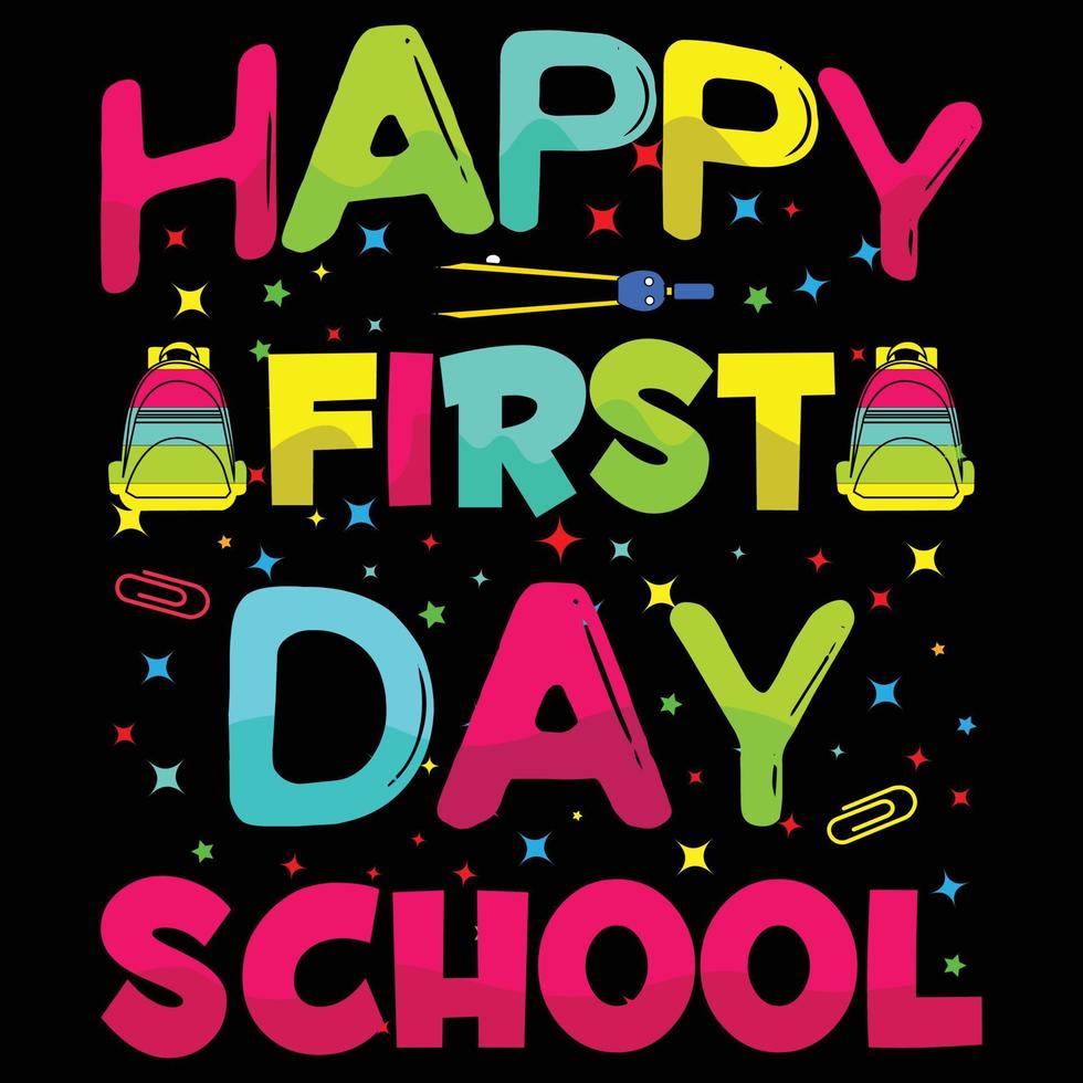 Back to School t-shirt design, first day of school, happy hundred days of school element vector