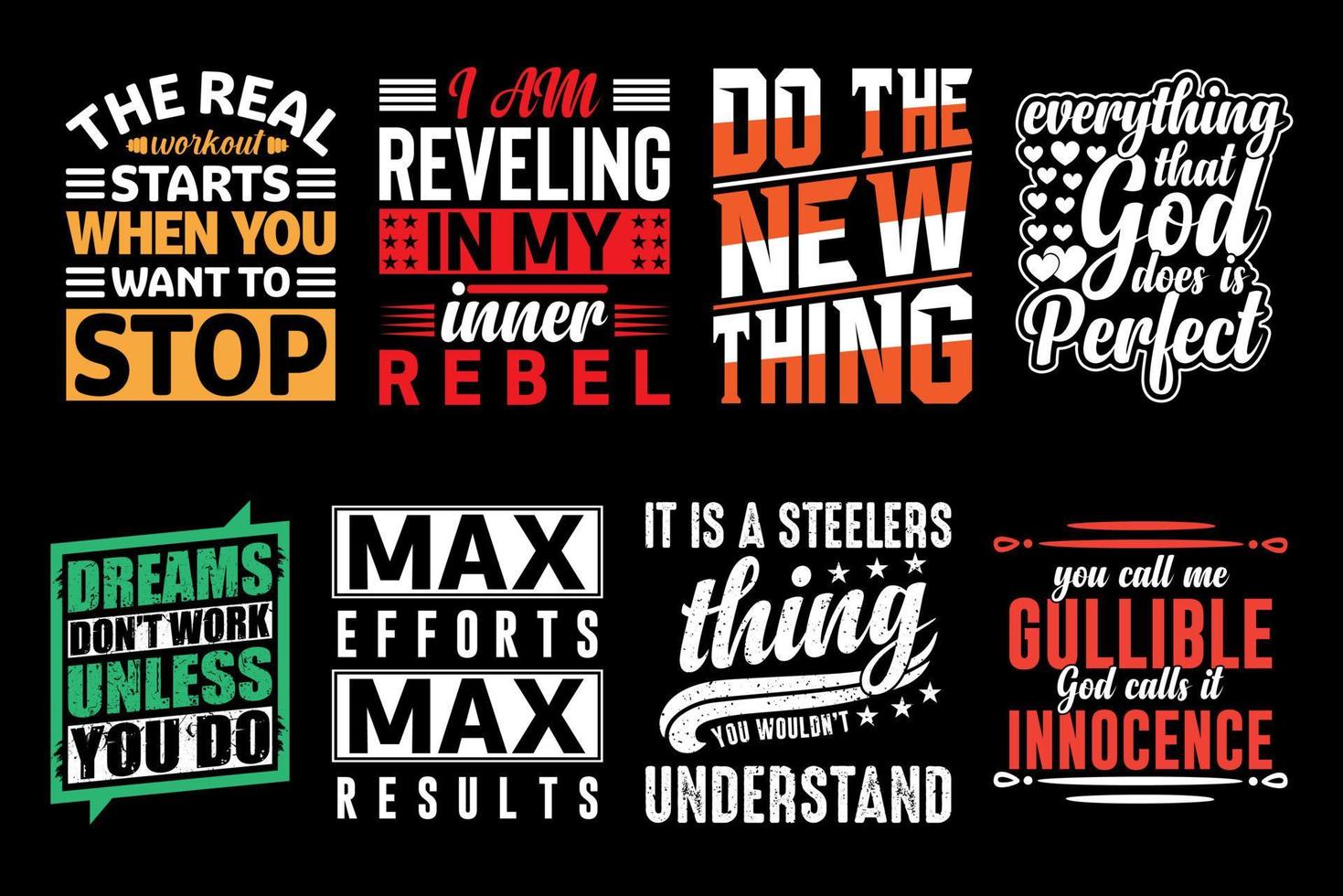 Typography t shirt design bundle, free vector element, graphic illustration