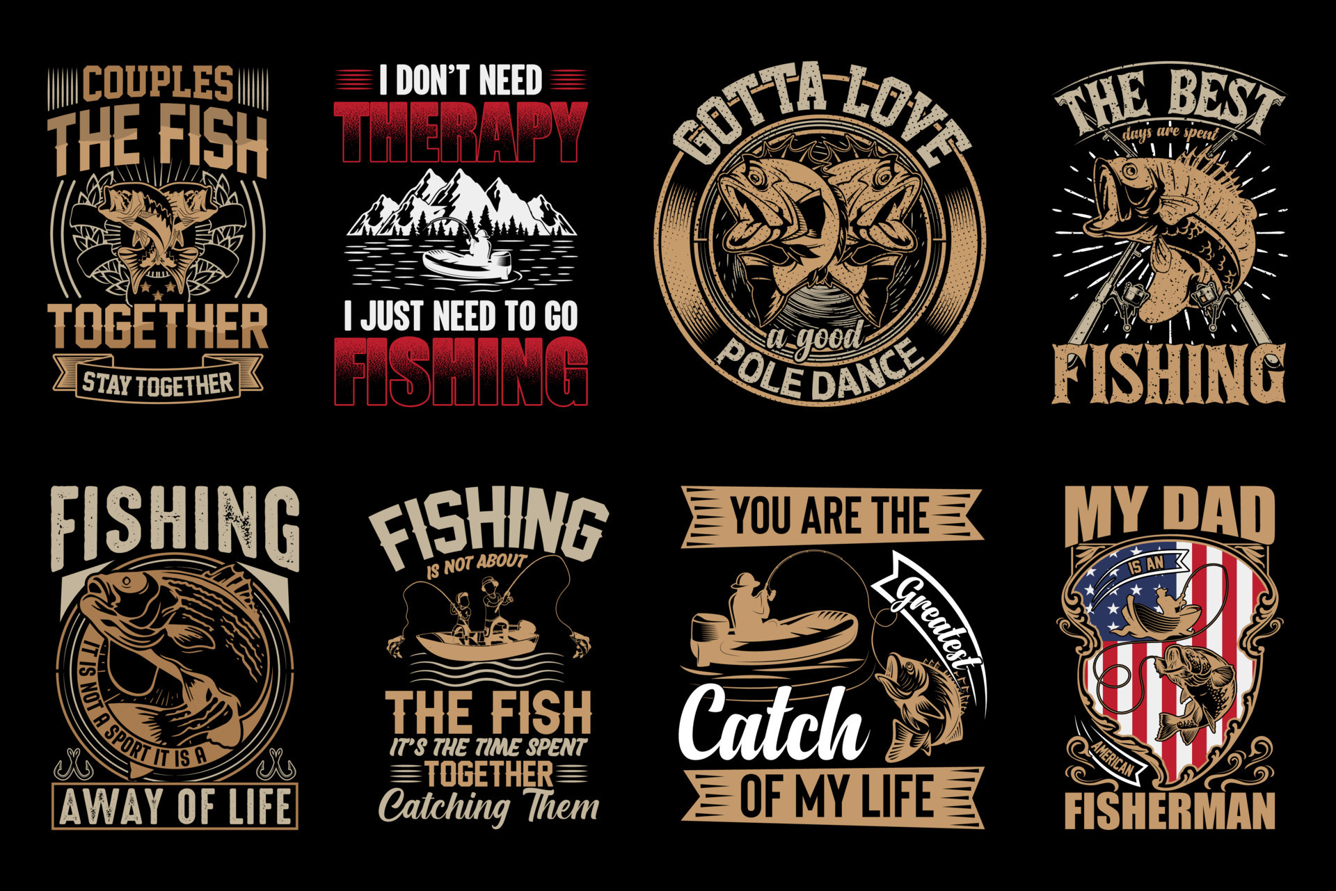 Fishing t-shirt design bundle, fish lover, vector illustration, trendy t- shirts 9496336 Vector Art at Vecteezy