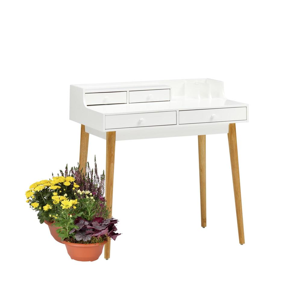 Wooden storage cabinet furniture with three drawers isolated on white background with clipping path photo