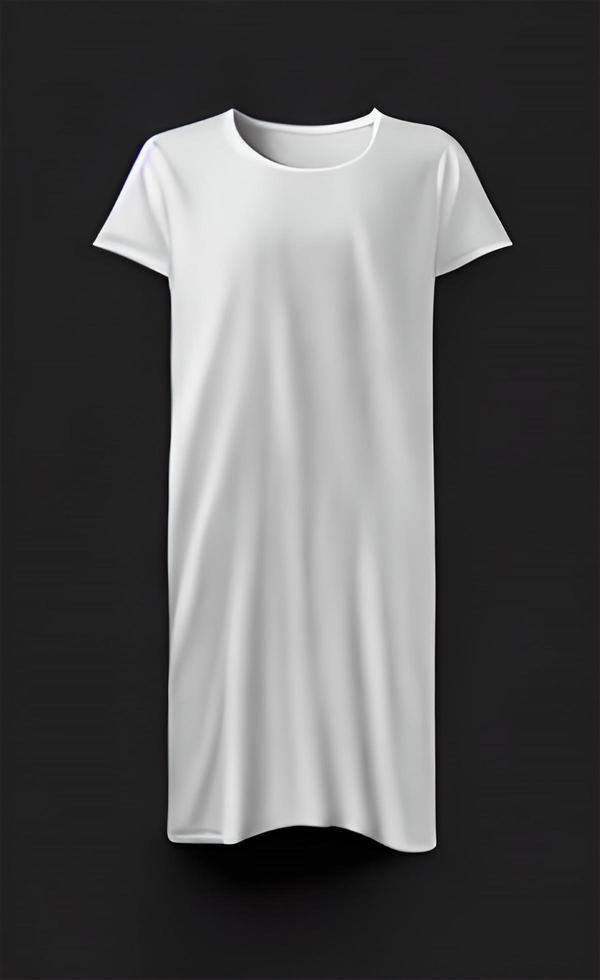 White Color Slim Fit Short Sleeve long body T-shirt Mockup photo