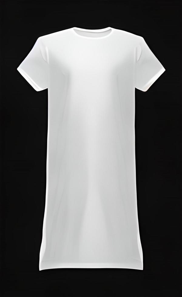 White Color Slim Fit Short Sleeve long body T-shirt Mockup photo