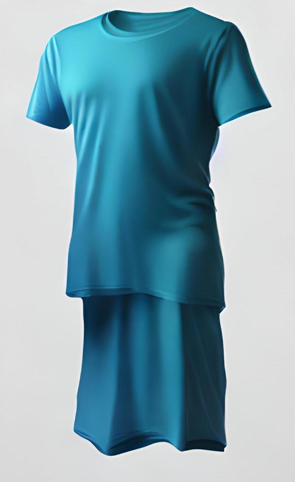 Aquamarine Color Slim Fit Short Sleeve long body T-shirt Mockup photo