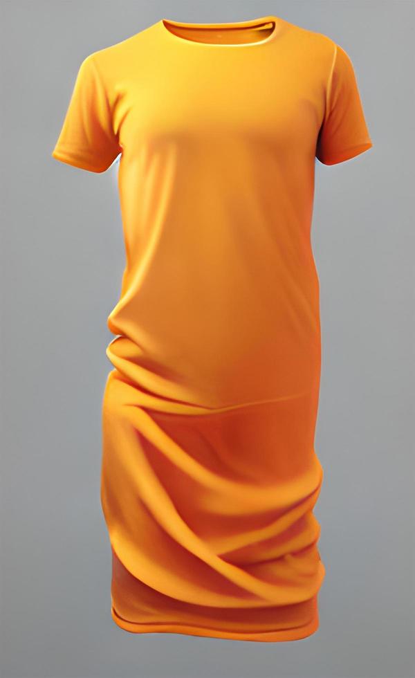 Orange Color Slim Fit Short Sleeve long body T-shirt Mockup photo