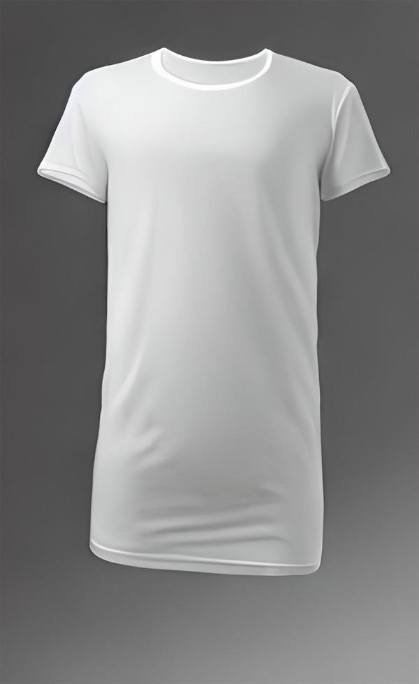 White Color Slim Fit Short Sleeve long body T-shirt Mockup photo