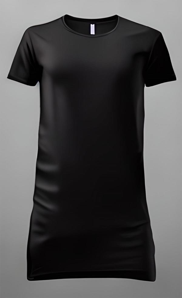 Black Color Slim Fit Short Sleeve long body T-shirt Mockup photo