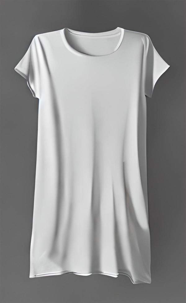 White Color Slim Fit Short Sleeve long body T-shirt Mockup photo