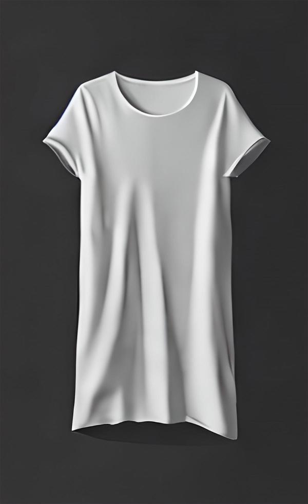 White Color Slim Fit Short Sleeve long body T-shirt Mockup photo