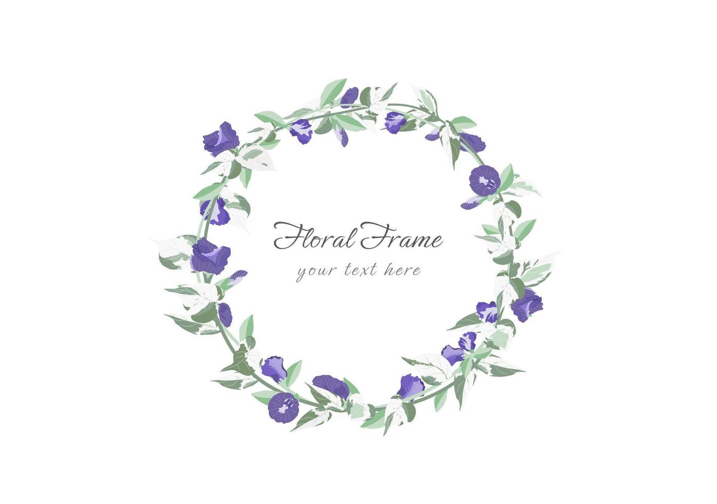 wicker of blooming butterfly pea flower floral crown frame vector