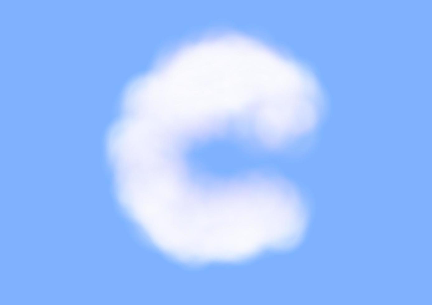 c forma de fuente del alfabeto en vector de nube sobre fondo de cielo azul