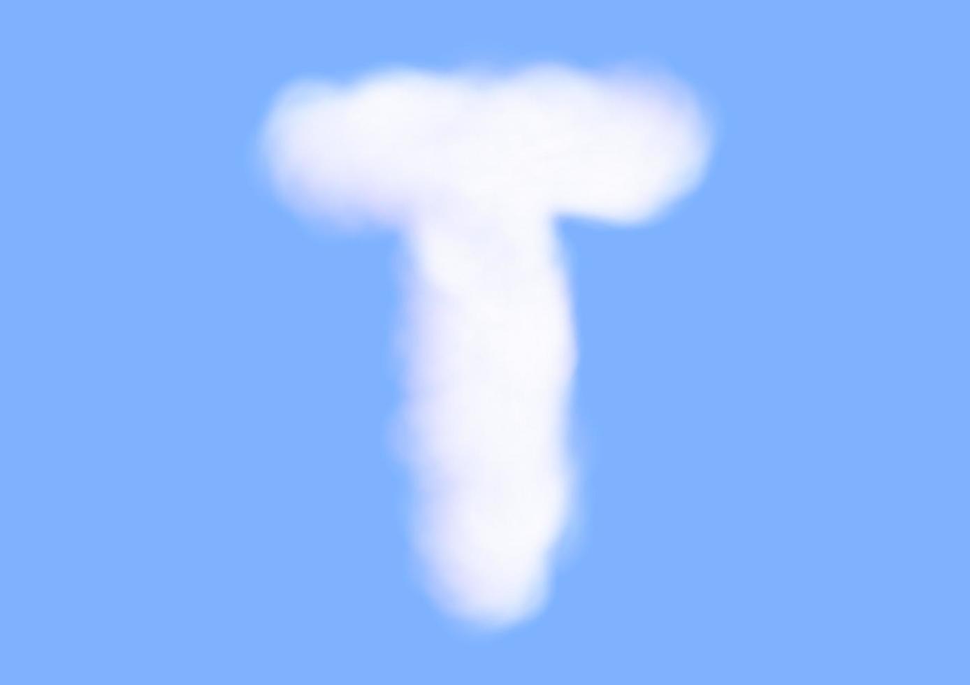 T alphabet font shape in cloud vector on blue sky background