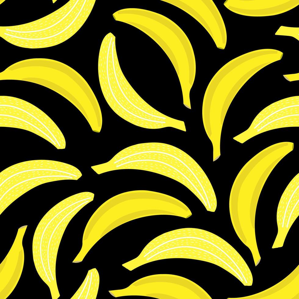 Seamless banana pattern. Ripe delicious bananas in flat, cartoon style, hand draw. Fashionable print for packaging, textiles, digital paper. Natural healthy dietary product vector