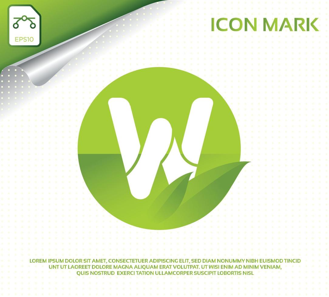 Creative letter w and modern green leaf logo design vector