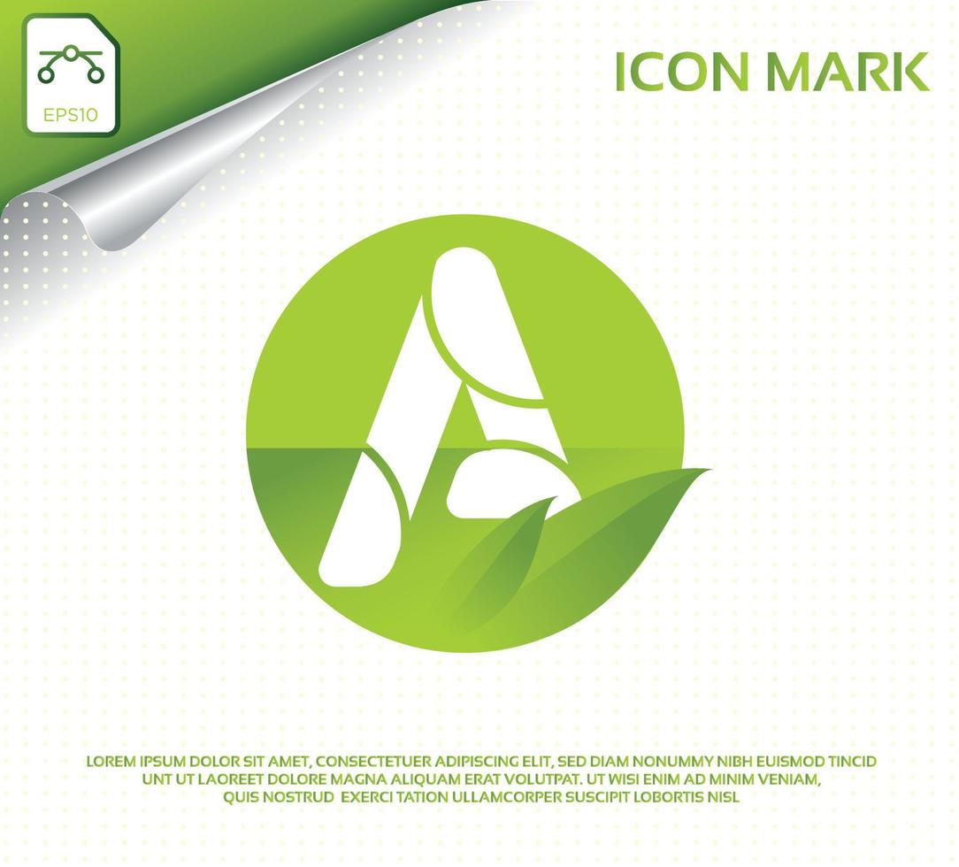 Creative letter a and modern green leaf logo design vector