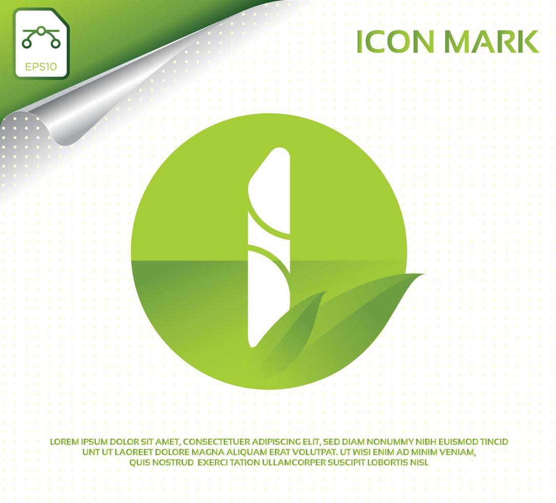 Creative letter i and modern green leaf logo design vector