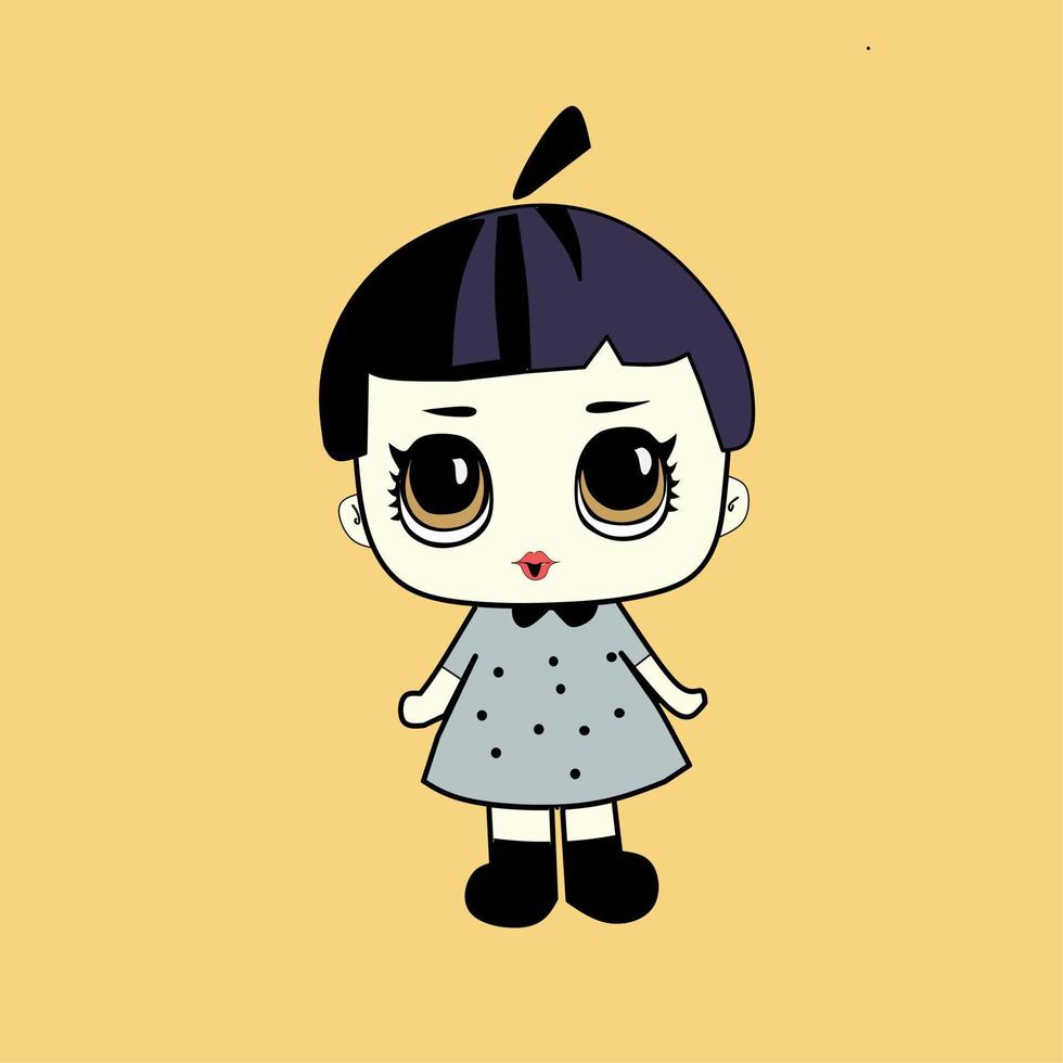 cute little girl vector drawing