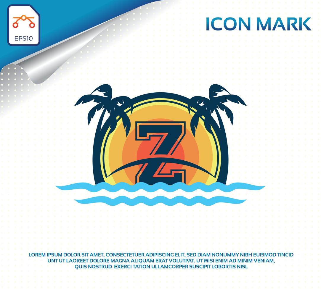 Beach logo with letter z premium vector
