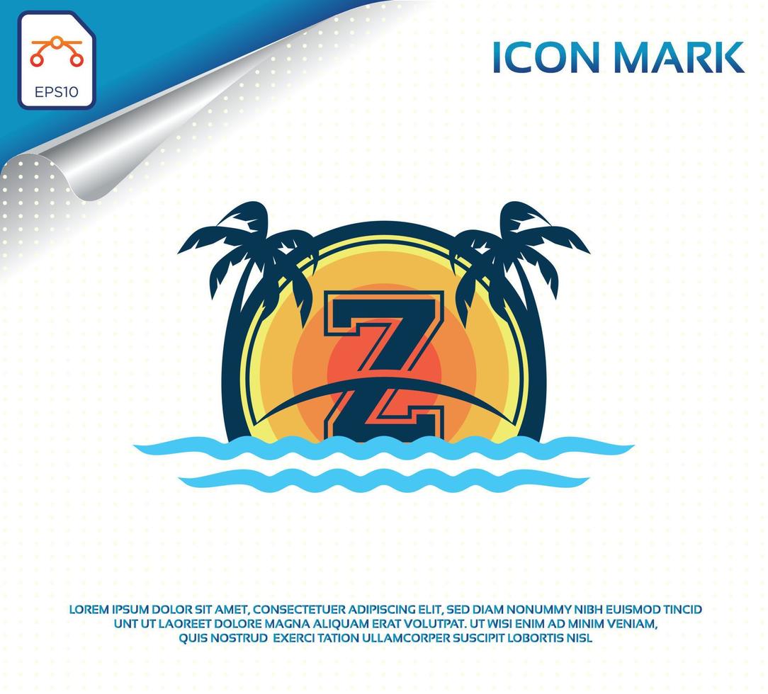 logotipo de playa con vector premium de letra z