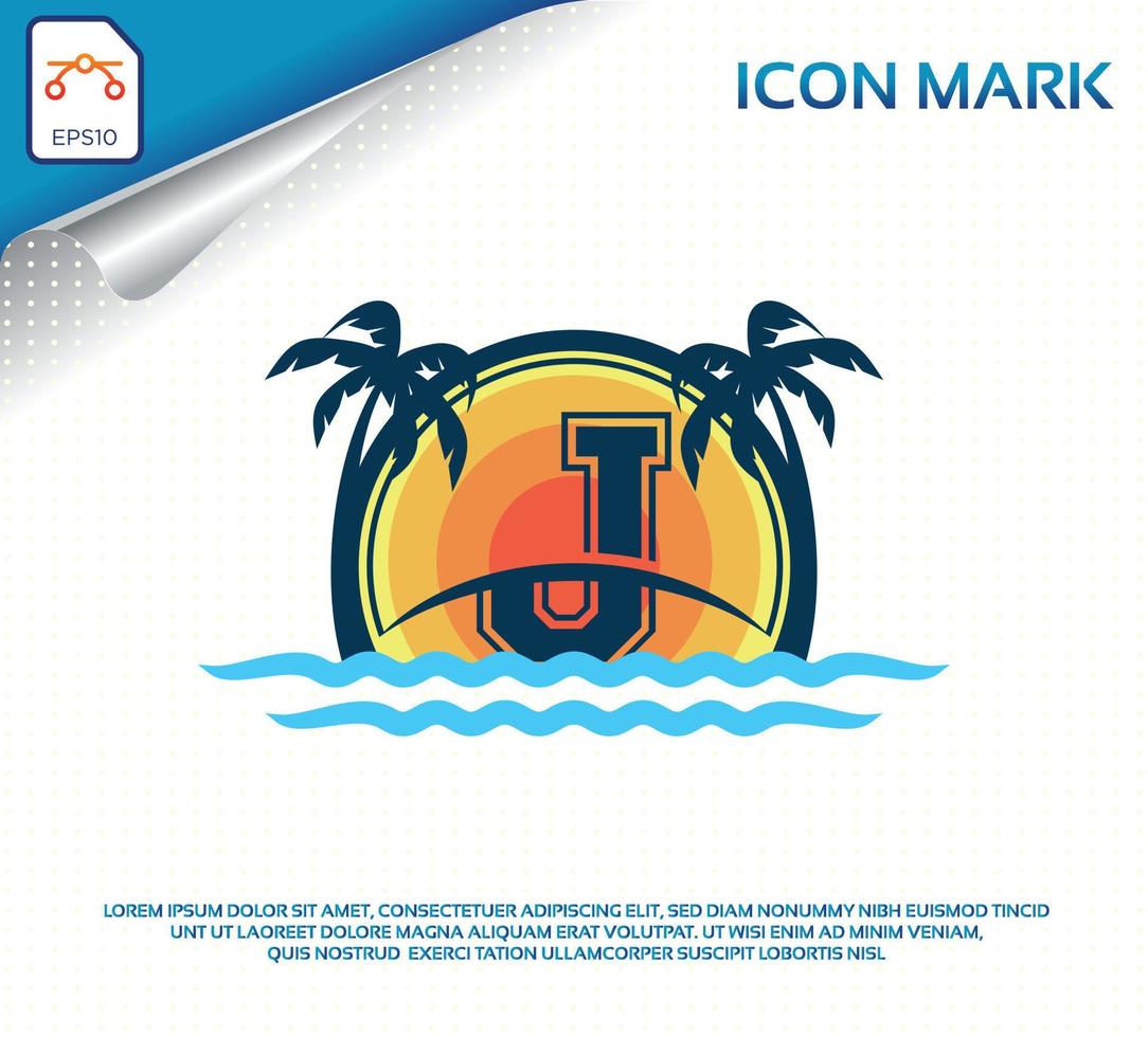 Beach logo with letter j premium vector