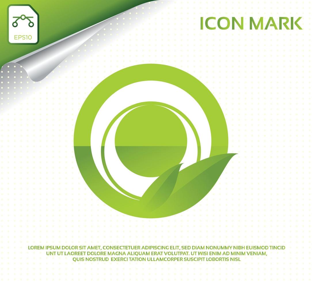 Creative letter o and modern green leaf logo design vector