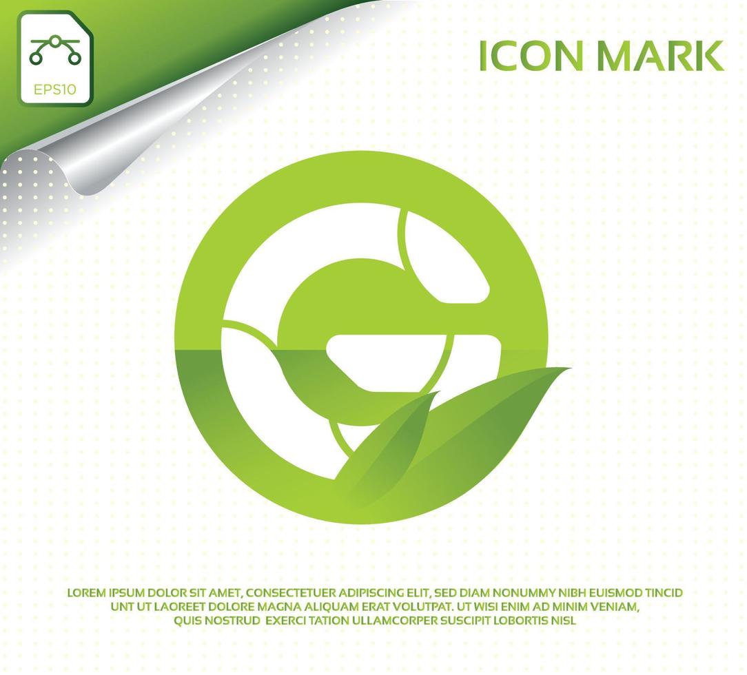 Creative letter g and modern green leaf logo design vector