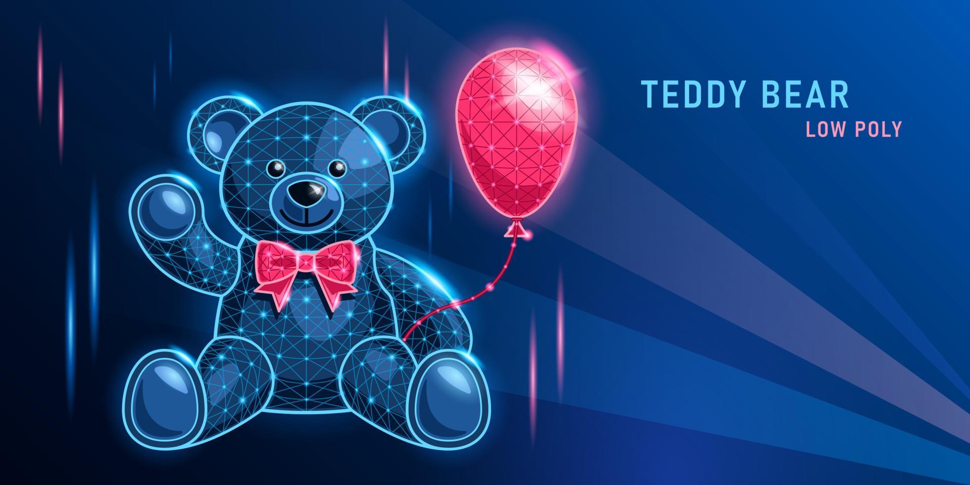 greeting teddy bear low poly on dark blue background 9496958 Vector Art