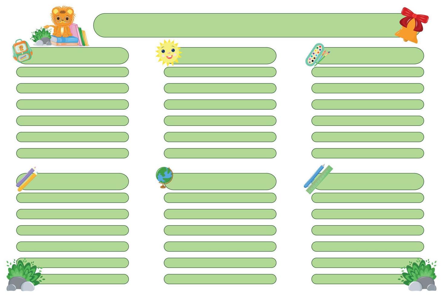 timetable for schoolchildren and students for printing on any materials. 02 vector