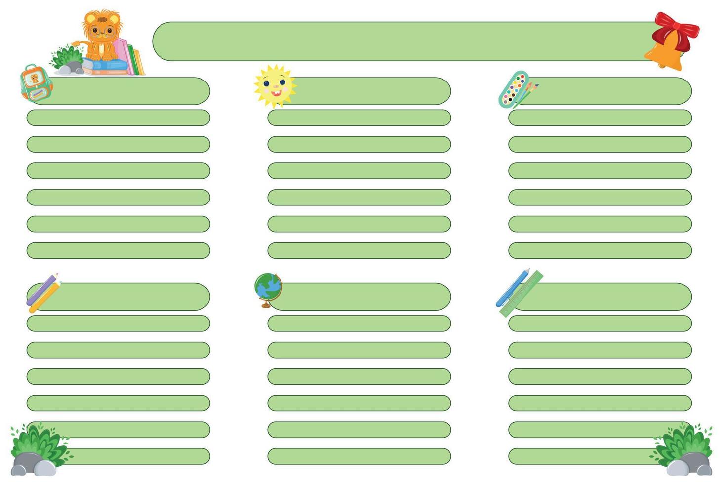 horario para escolares y estudiantes para imprimir en cualquier material. 02 vector