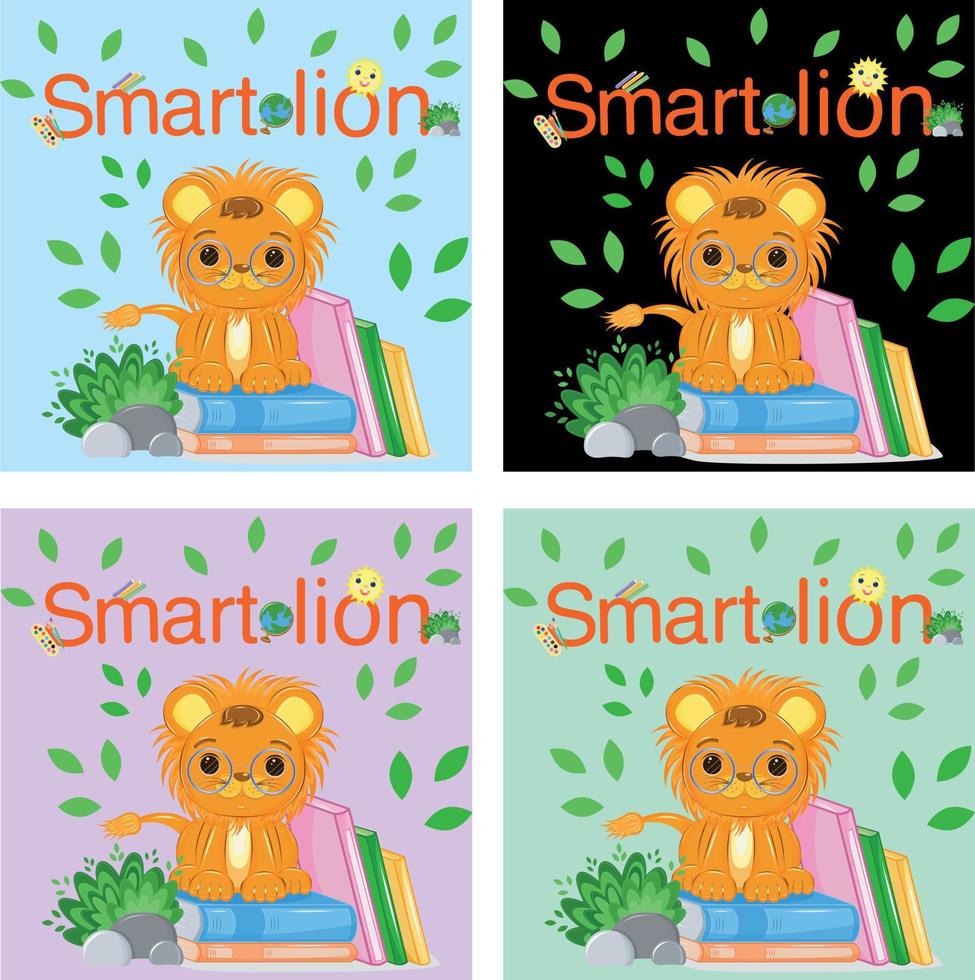 ilustración infantil brillante - león inteligente - para imprimir en cualquier material. vector