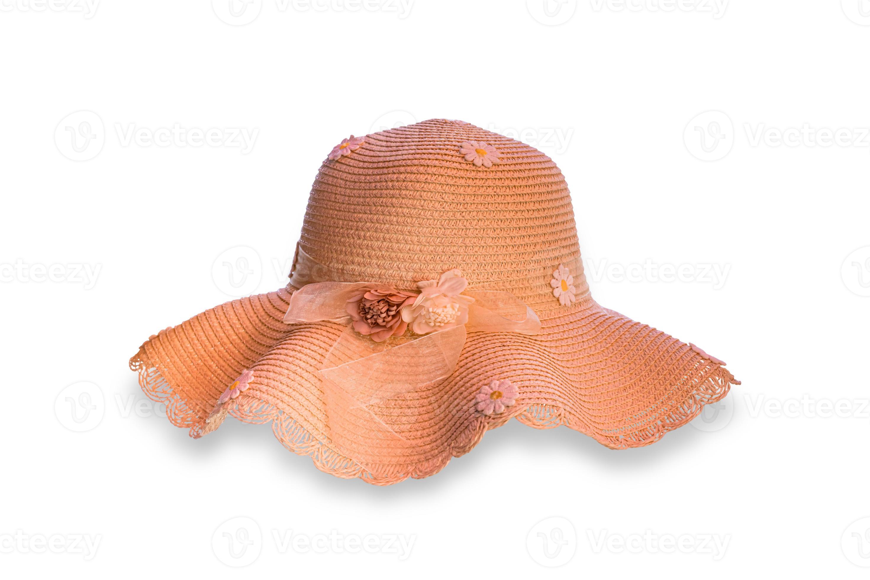 Straw beach sun hat isolated on white background. Women's beach hat with  clipping path. 9497061 Stock Photo at Vecteezy