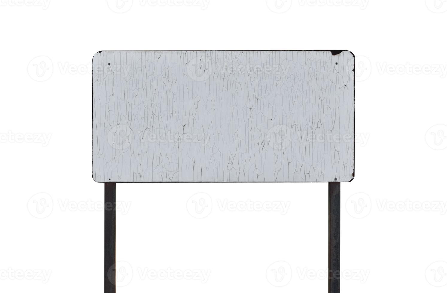 Grunge rusty vintage metal sign isolated on white background. Object with clipping path photo