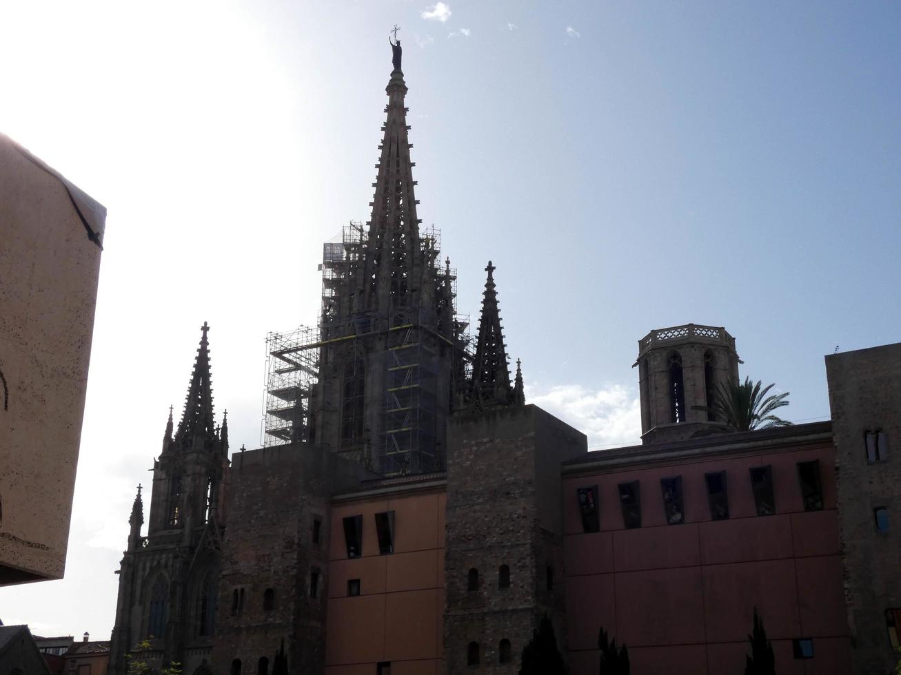 Silhouette of the cathedral of the city of Barcelona photo