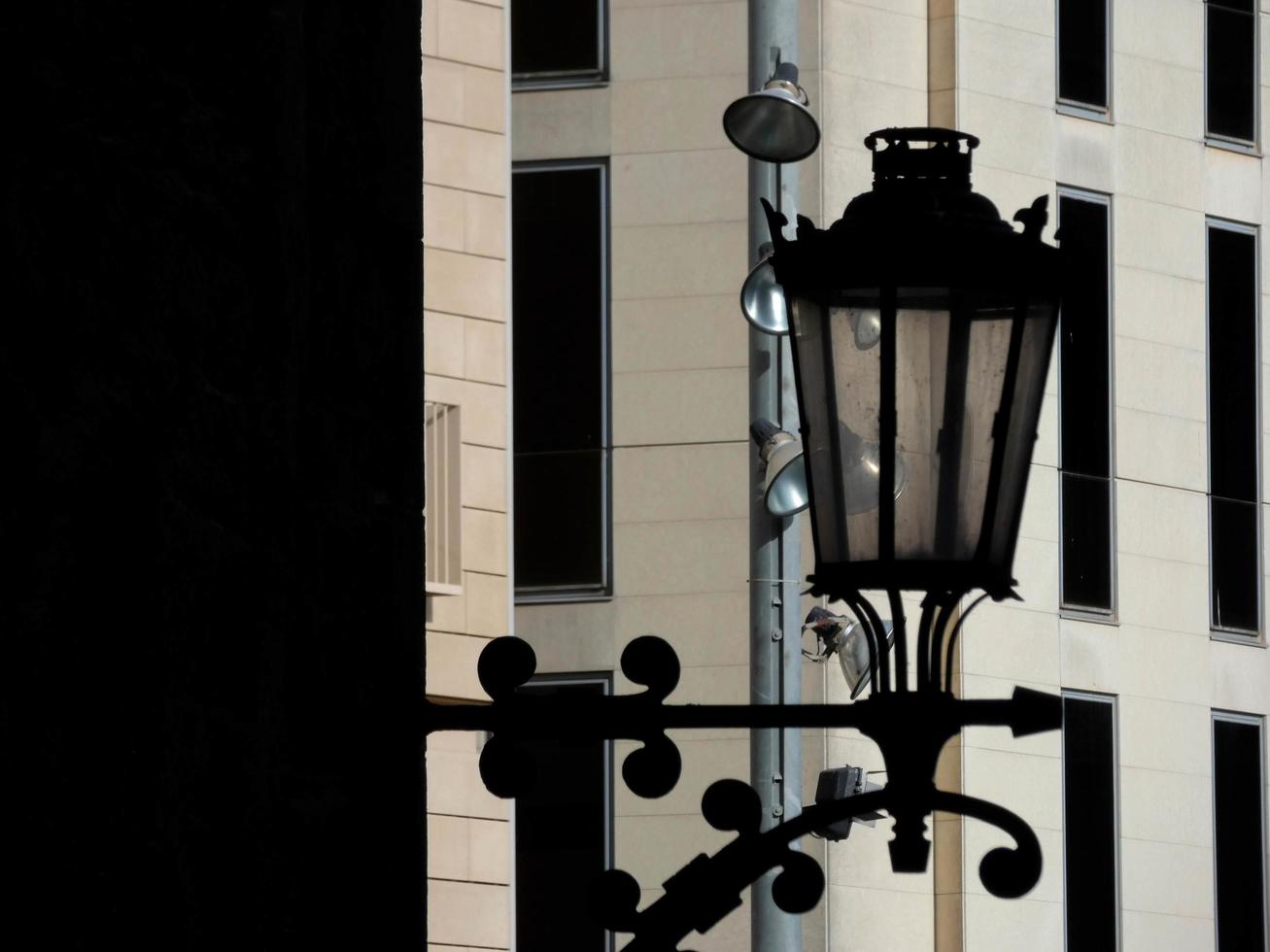 Classic backlit lamp in the gothic quarter of Barcelona, Spain. photo