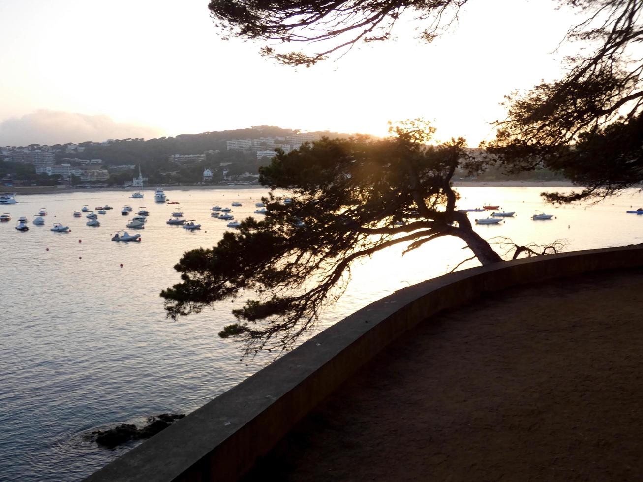 backlighting on the beach of S'Agaro on the Costa Brava, Catalonia, Spain photo