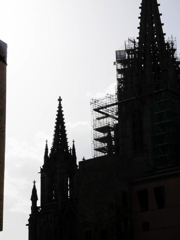 Silhouette of the cathedral of the city of Barcelona photo