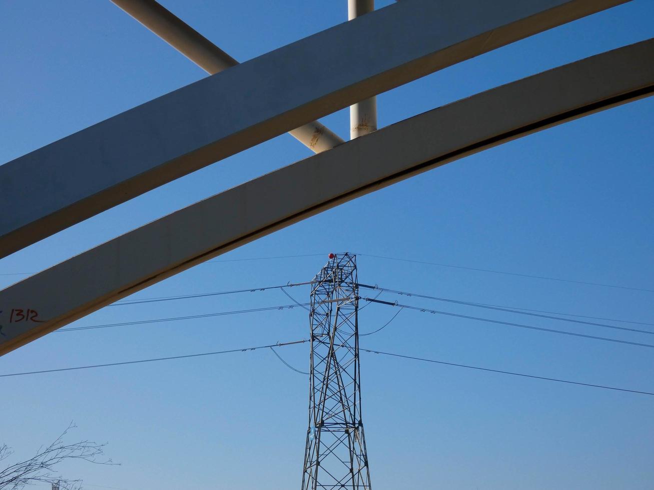 Electric towers in rural areas that bring electricity to our homes photo