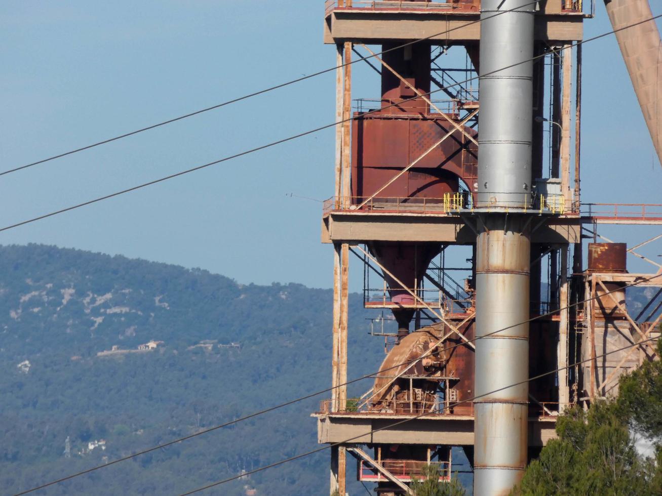 Cement factory with no activity in the vicinity of the city of Barcelona photo