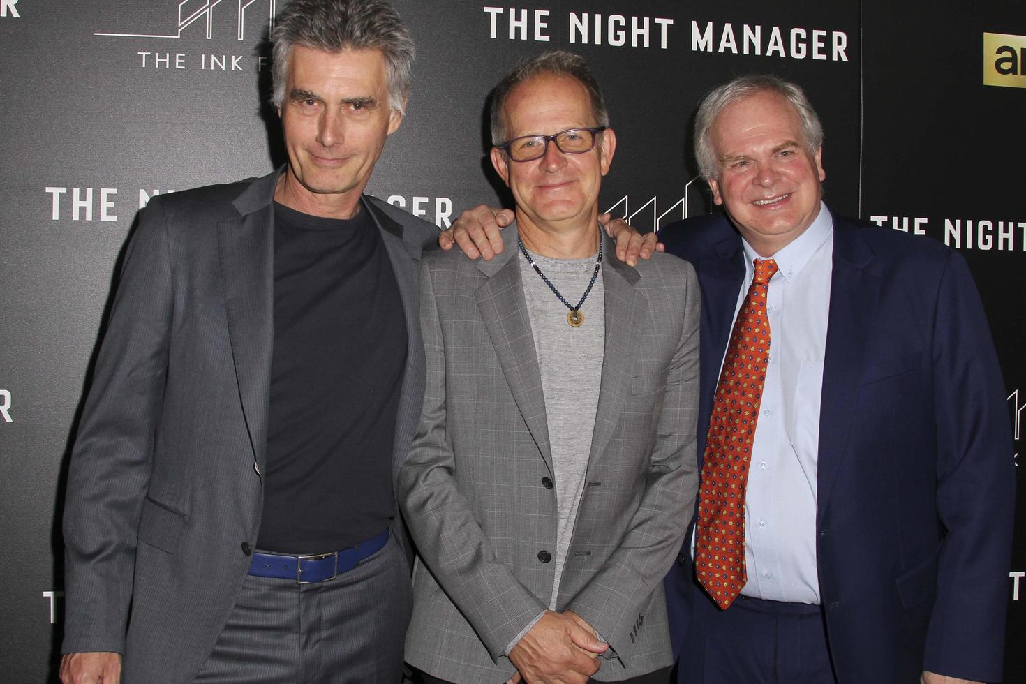 LOS ANGELES, APR 5 - Stephen Garrett, Simon Cornwell, Stephen Cornwell at the The Night Manager AMC Premiere Screening at the Directors Guild of America on April 5, 2016 in Los Angeles, CA photo