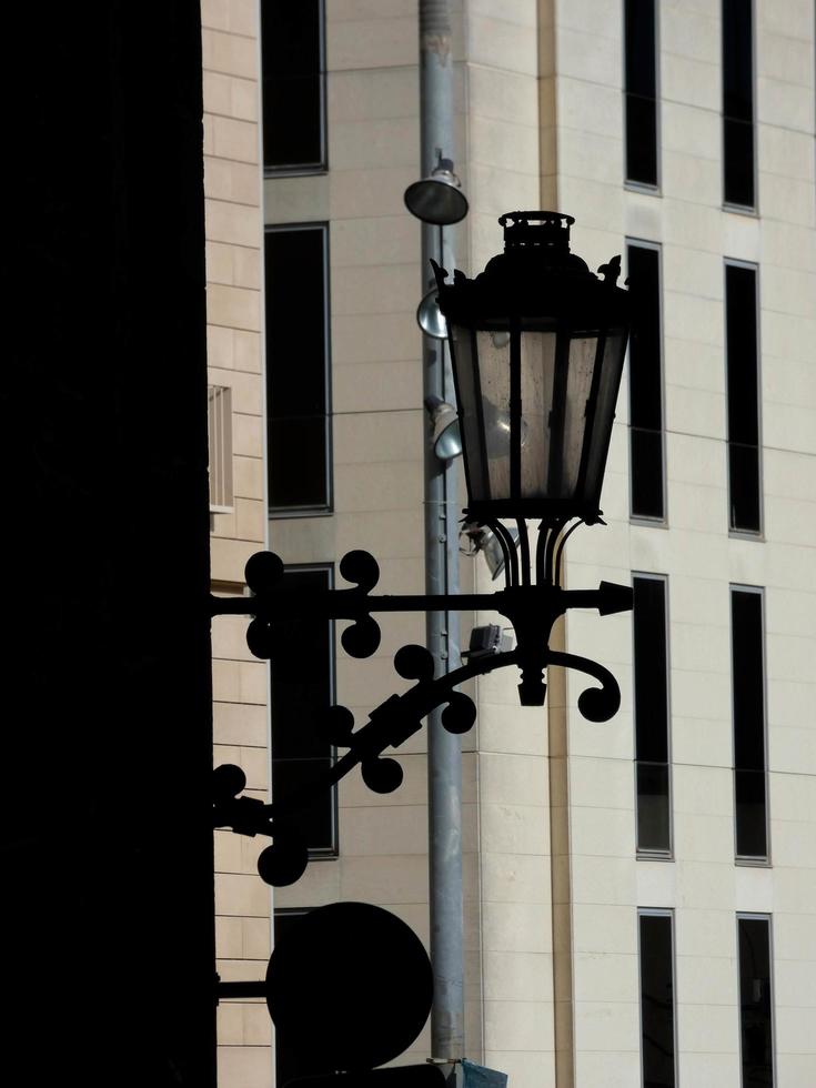 Classic backlit lamp in the gothic quarter of Barcelona, Spain. photo