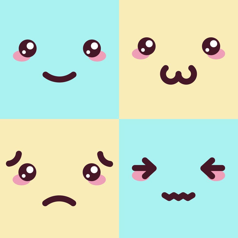 Collection of various face expressions such as happiness, sympathy, sadness, confusion. Suitable for web sites, apps, prints, books etc vector