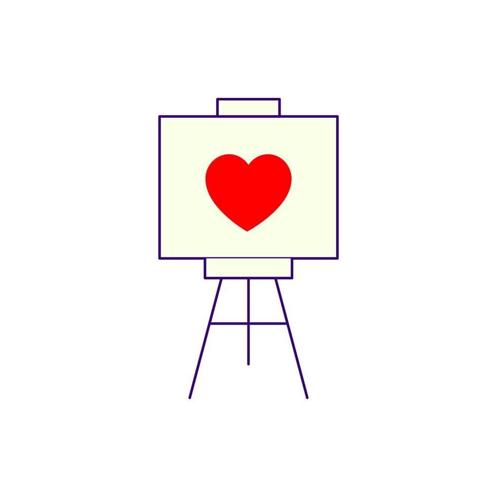 Color vector icon of heart on canvas. Suitable for web sites, apps, books etc