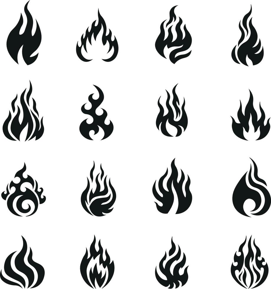 colección de iconos de fuego vector